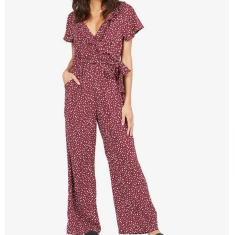 Roxy/Burgundy Polka Dot Jumpsuit Sz XS